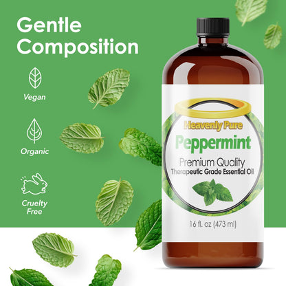 Heavenly Pure Peppermint Essential Oil (16 OZ Bulk) – Natural Mint Aroma for Aromatherapy