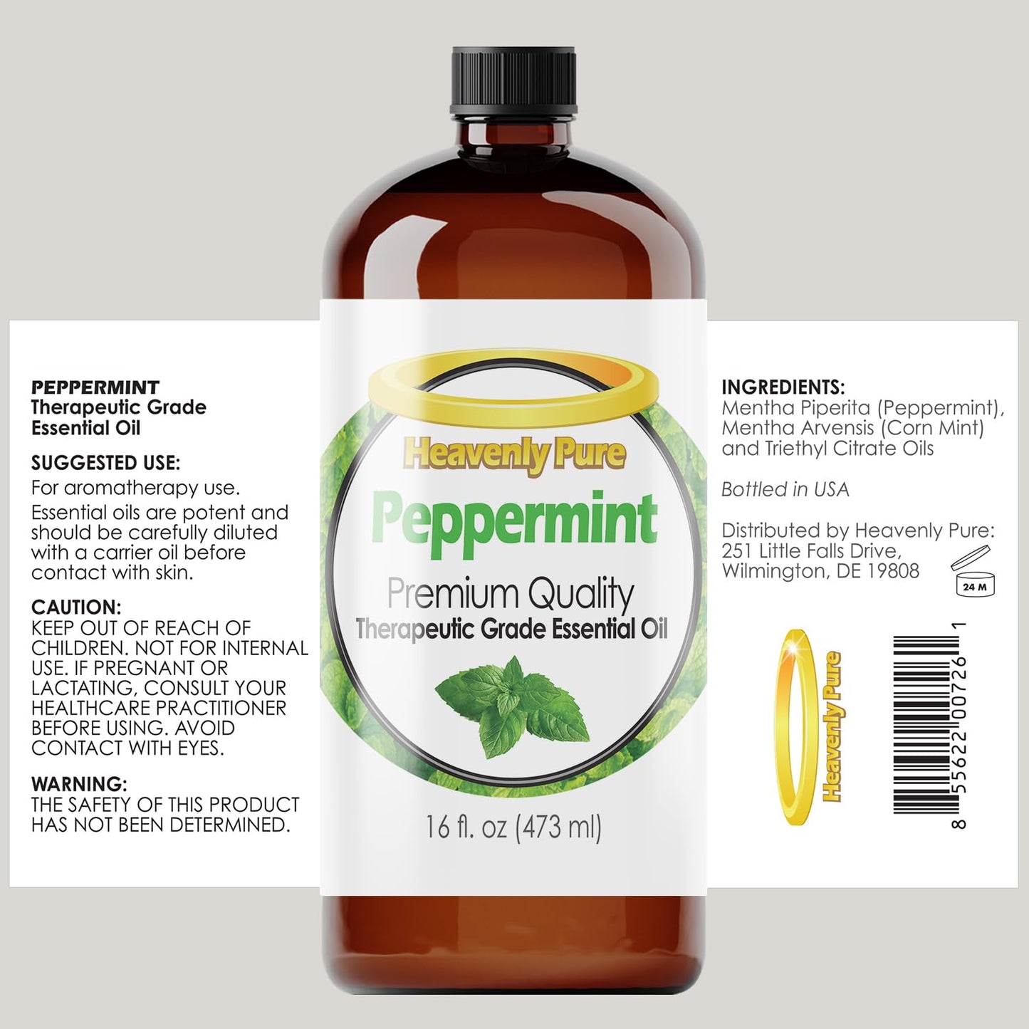 Heavenly Pure Peppermint Essential Oil (16 OZ Bulk) – Natural Mint Aroma for Aromatherapy