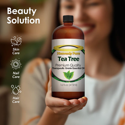 Heavenly Pure Tea Tree Essential Oil 16 oz – Pure Therapeutic Grade for Laundry, Home & Health – Bulk Aromatherapy Oil