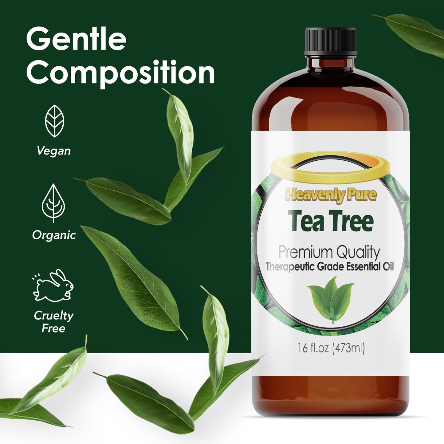Heavenly Pure Tea Tree Essential Oil 16 oz – Pure Therapeutic Grade for Laundry, Home & Health – Bulk Aromatherapy Oil