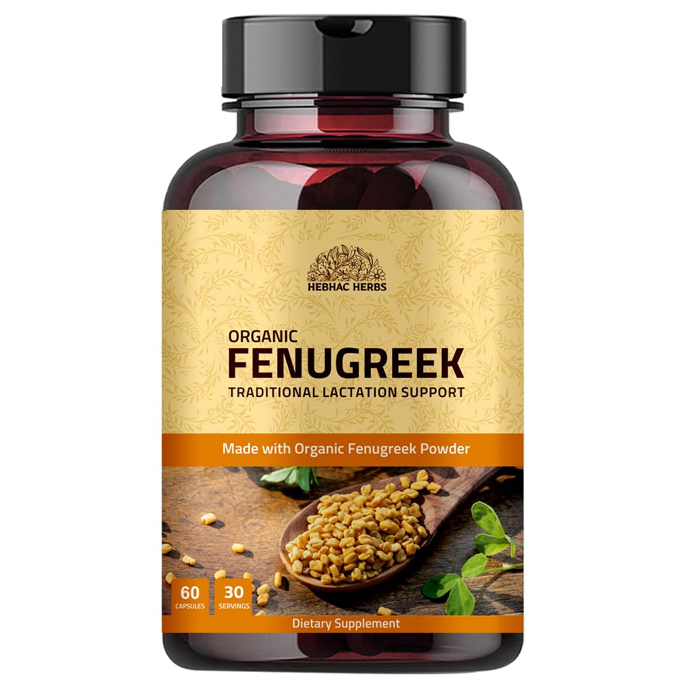 Hebhac Herbs Fenugreek Capsules for Women - 60 Capsules | 1000mg Lactation & Breastfeeding Support