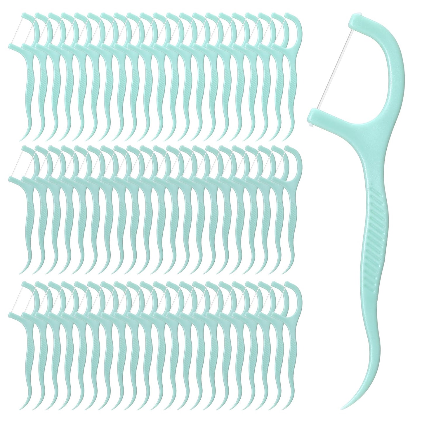 Heclia Dental Floss Picks Bulk – 200 Count Mint Flavor, Portable Light Green