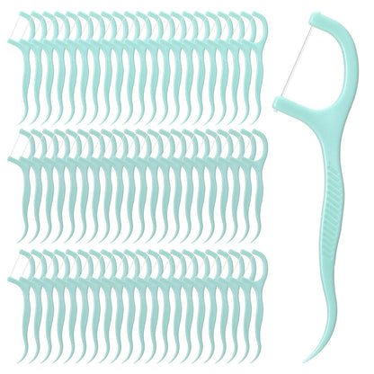 Heclia Dental Floss Picks Bulk – 200 Count Mint Flavor, Portable Light Green