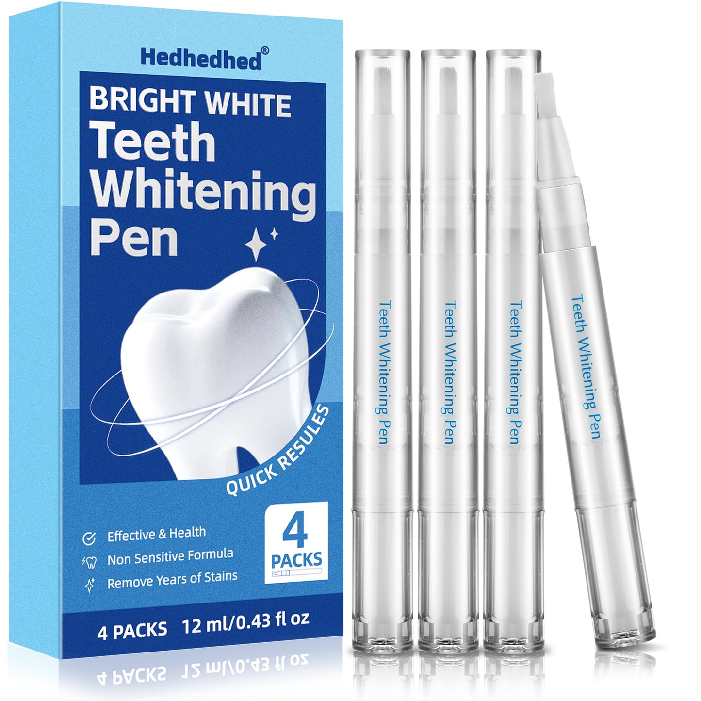 Hedhedhed Teeth Whitening Pen 4-Pack – No Sensitivity, Mint