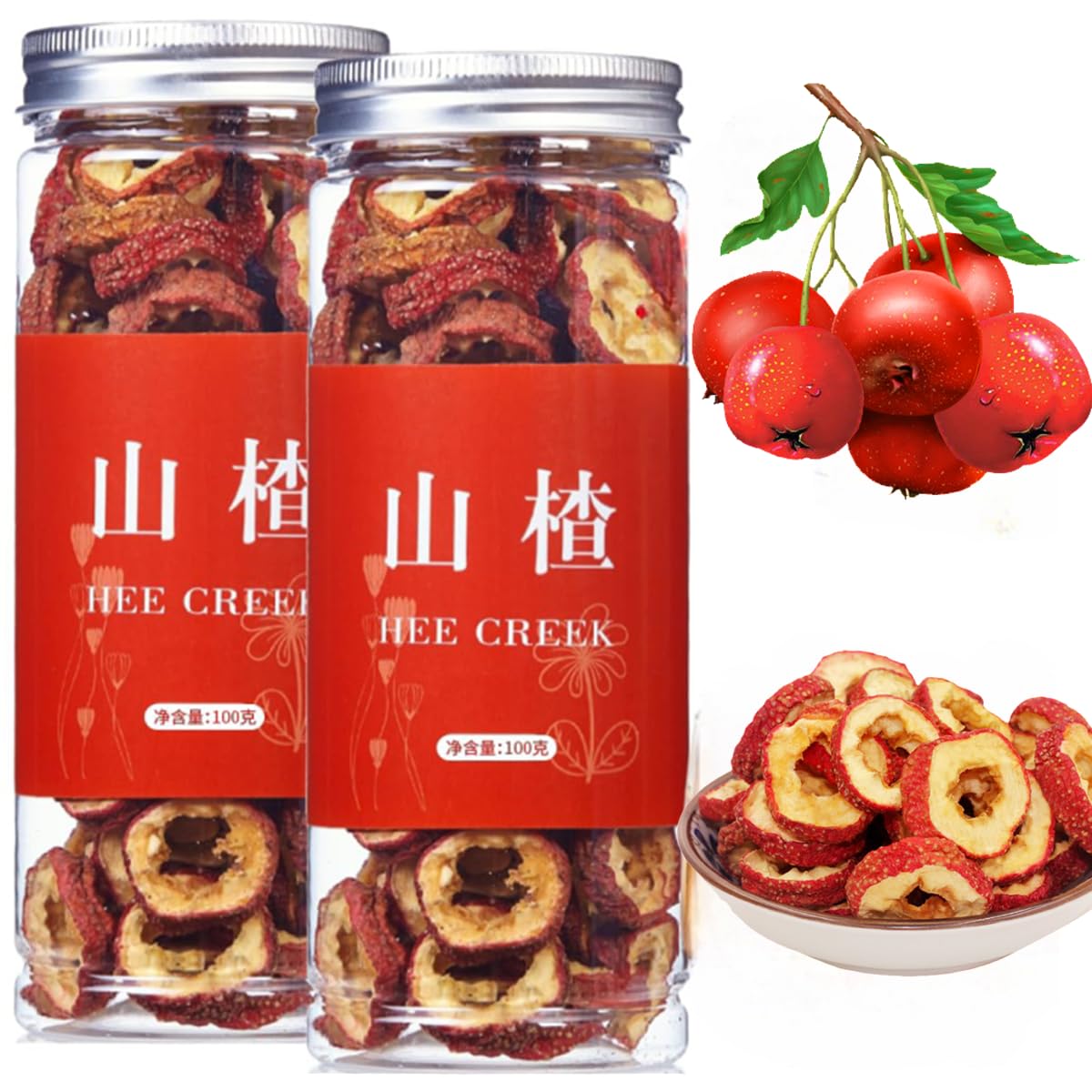 Hee Creek Hawthorn Berry Tea – Seedless Dried Hawthorn Slices, 7.06oz/200g, Sun-Dried Hawthorn for Tea Infusion