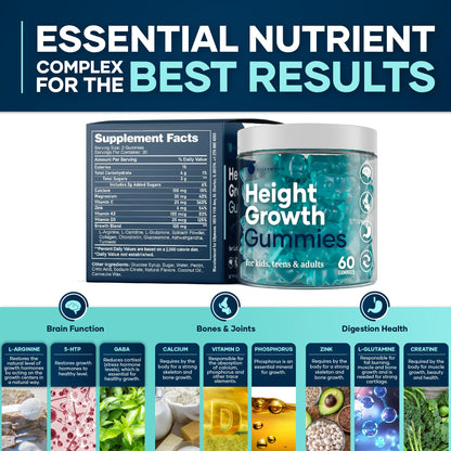 Height Growth Gummies – Multivitamin Growth Support for Adults & Kids