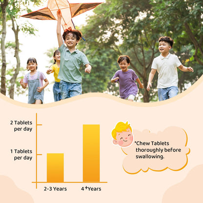 Heivy Children Multivitamin Chewable – 120 Tablets | Vitamin D3, C & B-Complex