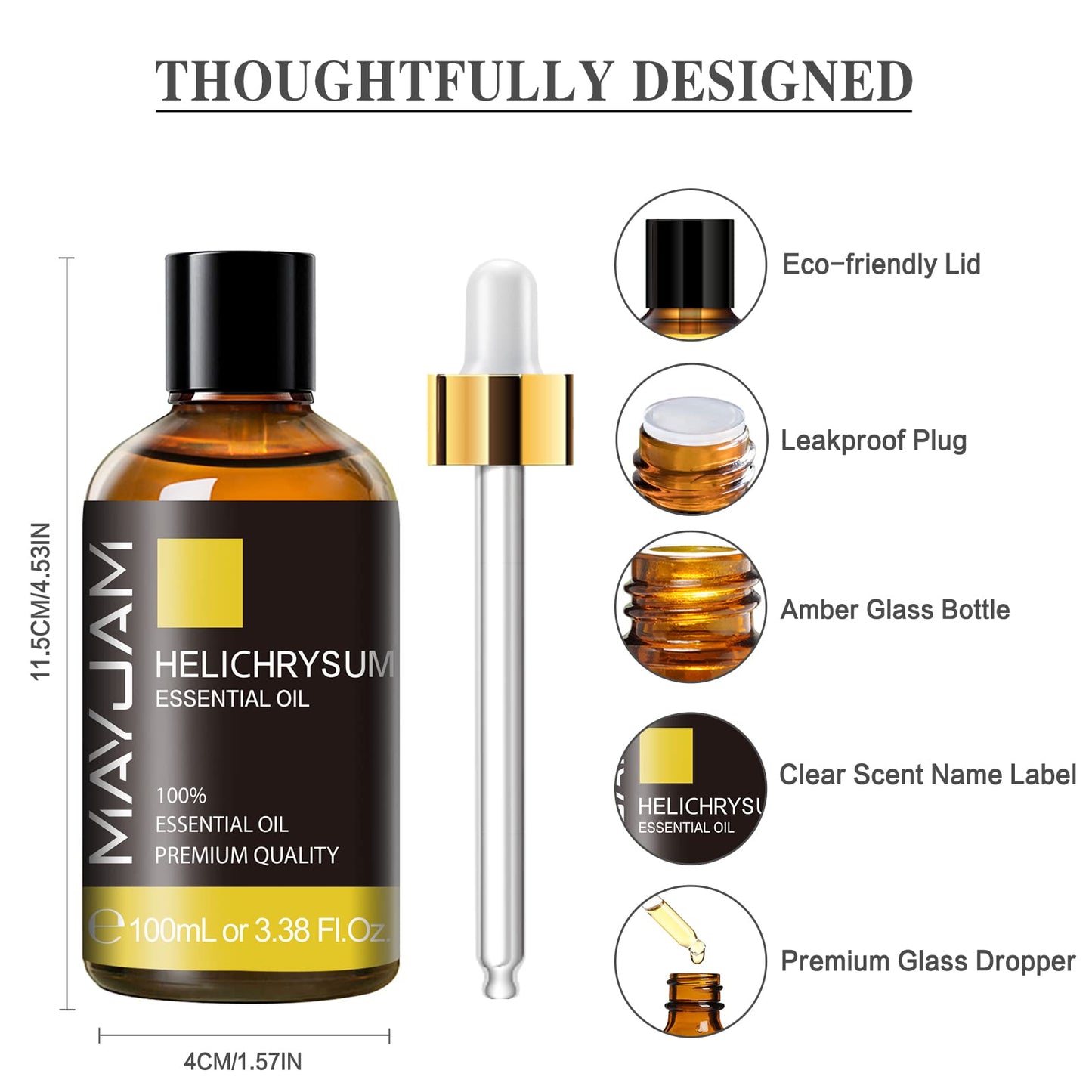 Helichrysum Essential Oil – MAYJAM, 100ml Glass Dropper for Diffusers