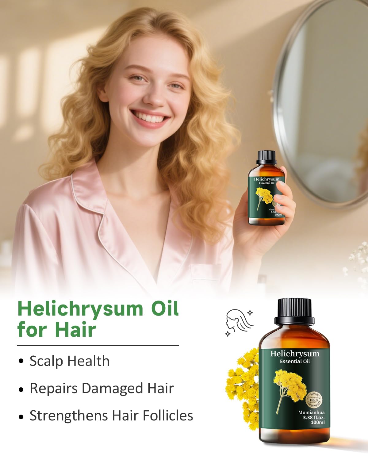 Helichrysum Essential Oil Pure - Mumianhua Helichrysum Oil (3.38 Fl oz)