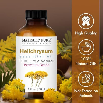 Majestic Pure Helichrysum Essential Oil 1oz – Pure, Natural, Glass Dropper