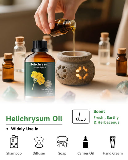 Helichrysum Essential Oil Pure - Mumianhua Helichrysum Oil (3.38 Fl oz)
