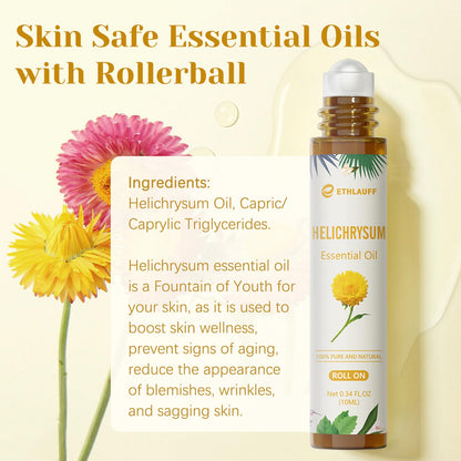 Helichrysum Essential Oil Roll-On – 100% Pure Aromatherapy for Skin Vitality & Anti-Aging