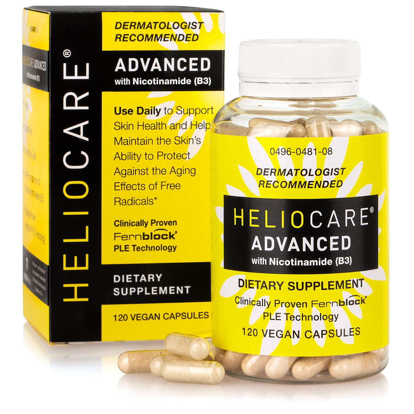 Heliocare Advanced Niacin B3 Supplement | Fernblock PLE 240mg per Serving - 120 Vegan Capsules