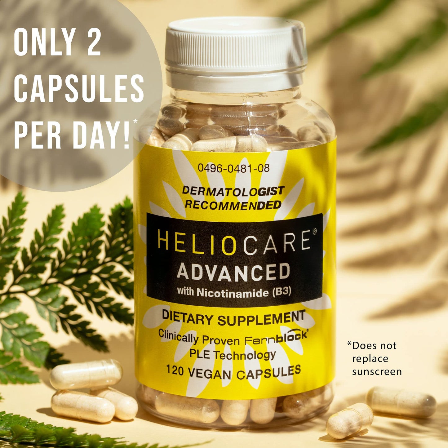 Heliocare Advanced Niacin B3 Supplement | Fernblock PLE 240mg per Serving - 120 Vegan Capsules