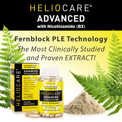 Heliocare Advanced Niacin B3 Supplement | Fernblock PLE 240mg per Serving - 120 Vegan Capsules