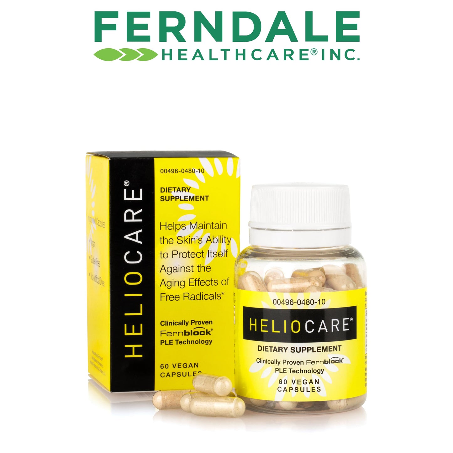 Heliocare Skin Care Dietary Supplement - 240mg Polypodium Leucotomos (PLE) with Fernblock – 60 Veggie Capsules