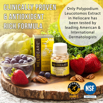 Heliocare Skin Care Dietary Supplement - 240mg Polypodium Leucotomos (PLE) with Fernblock – 60 Veggie Capsules