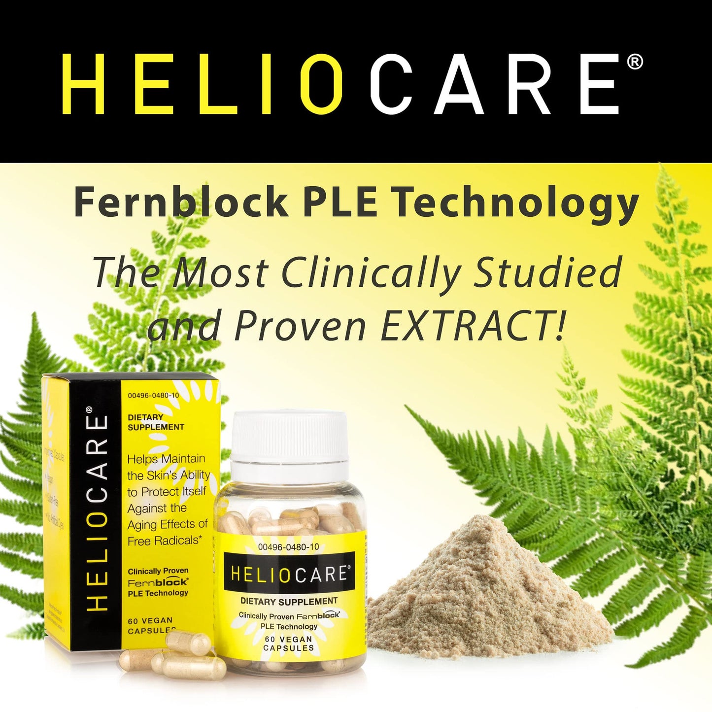 Heliocare Skin Care Dietary Supplement - 240mg Polypodium Leucotomos (PLE) with Fernblock – 60 Veggie Capsules