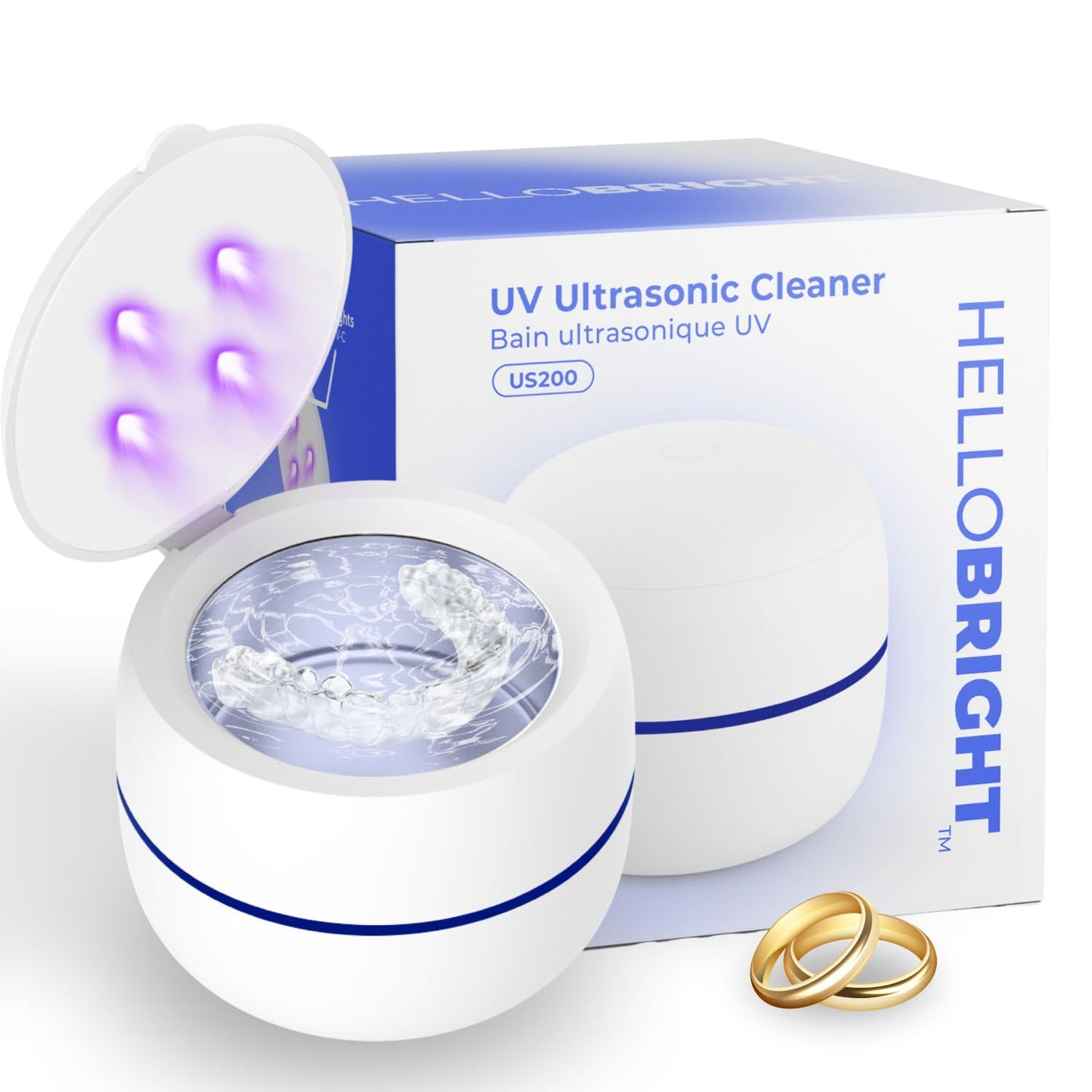 Hello Bright Ultrasonic Retainer Cleaner with UV Lights | Dental Pod