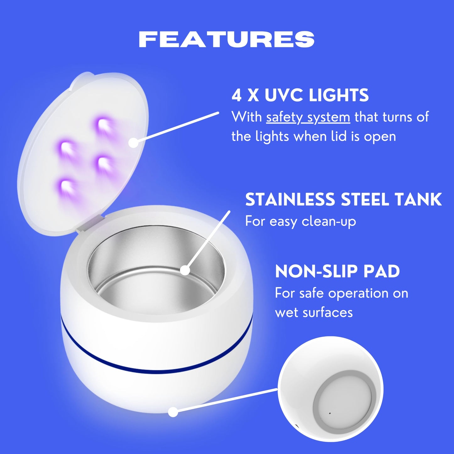 Hello Bright Ultrasonic Retainer Cleaner with UV Lights | Dental Pod