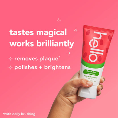 Hello Fresh Watermelon Fluoride Free Kids Toothpaste – 3 Pack, 4.2 oz Tubes