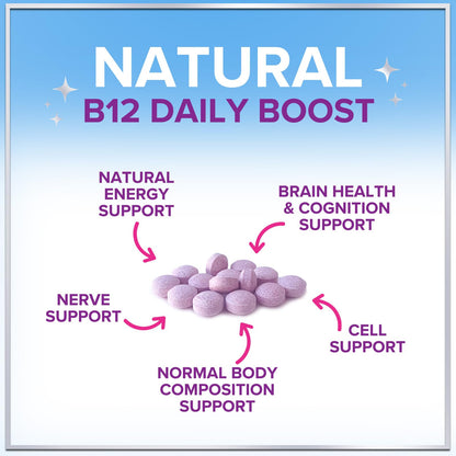 Hello Lovely! B12 Vitamin Chewables 1000 mcg - Energy & Immune Support - Gluten & Sugar Free (120 Chewables)