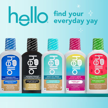 Hello Natural Watermelon Kids Mouthwash - Fluoride Free, Alcohol Free, SLS Free, Vegan (16 oz x3)