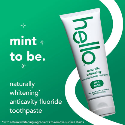 hello Naturally Whitening Fluoride Toothpaste — Mint, 3 Pack (4.7 oz tubes)