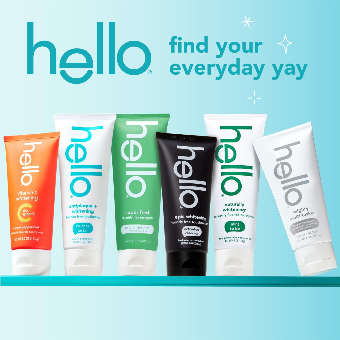 hello Naturally Whitening Fluoride Toothpaste — Mint, 3 Pack (4.7 oz tubes)