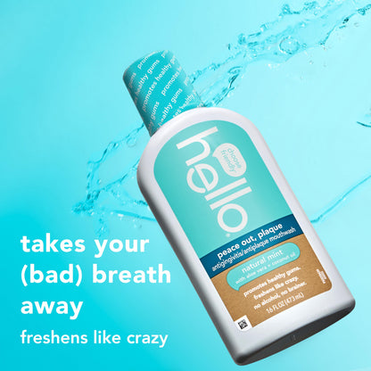 Hello Peace Out Plaque Mouthwash – Fluoride Free, Alcohol Free, Vegan (3x16 oz)