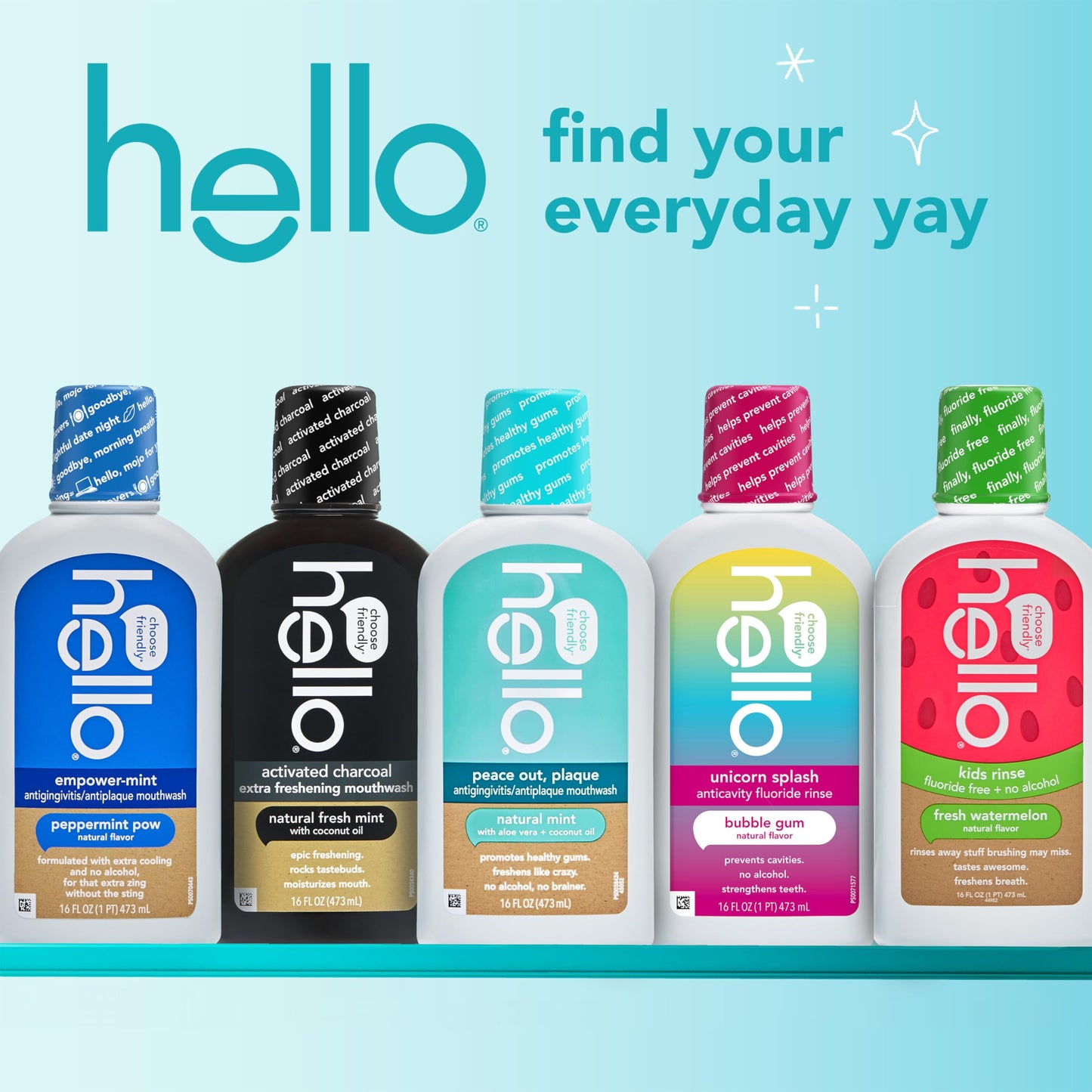Hello Peace Out Plaque Mouthwash – Fluoride Free, Alcohol Free, Vegan (3x16 oz)