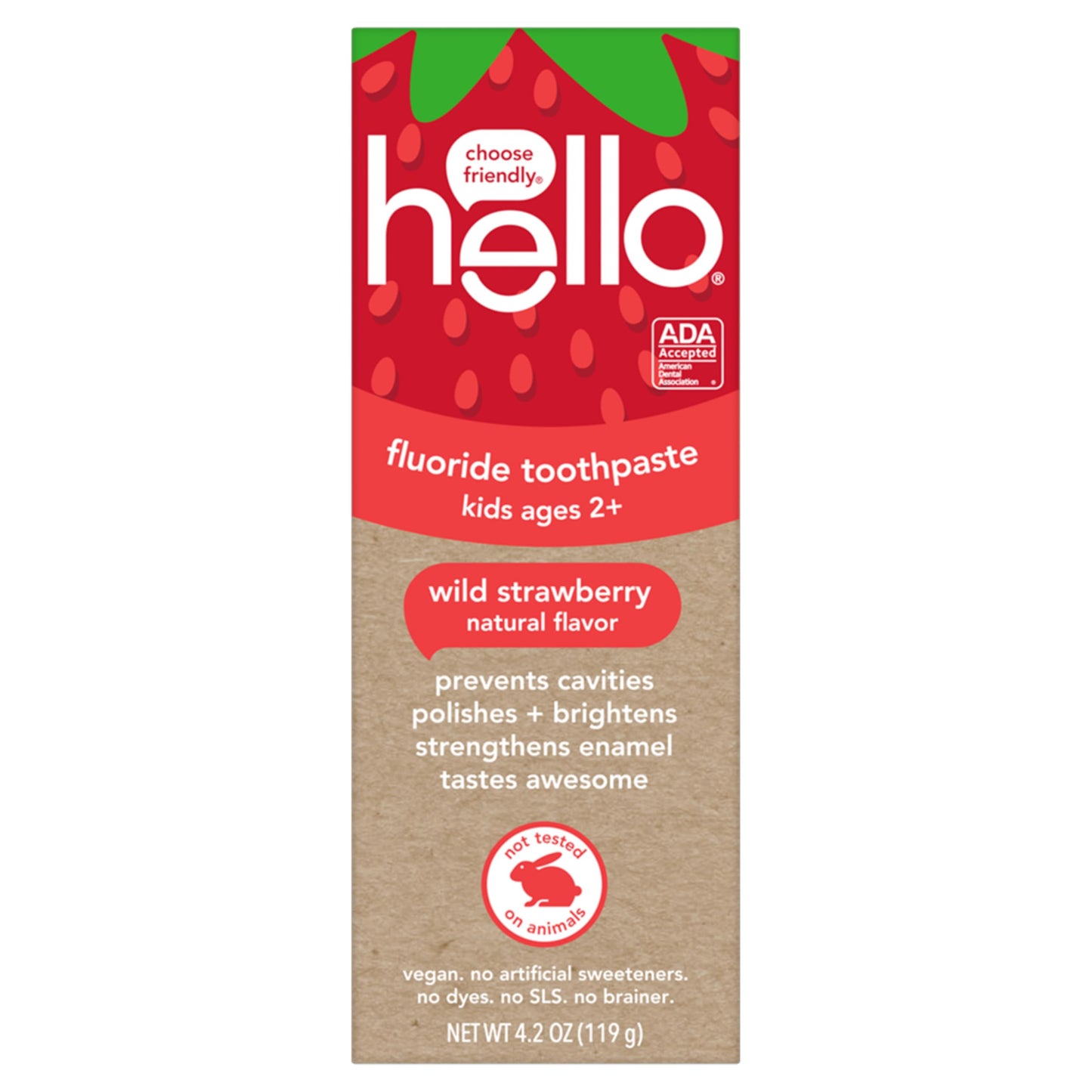 Hello Wild Strawberry Kids Toothpaste with Fluoride – ADA Approved, 3 Pack, 4.2 oz