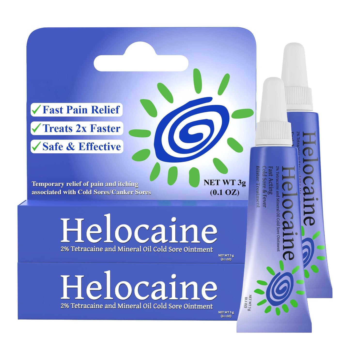 Helocaine Fast Acting Cold Sore Treatment – 3g OTC Pain Relief (2 Pack)
