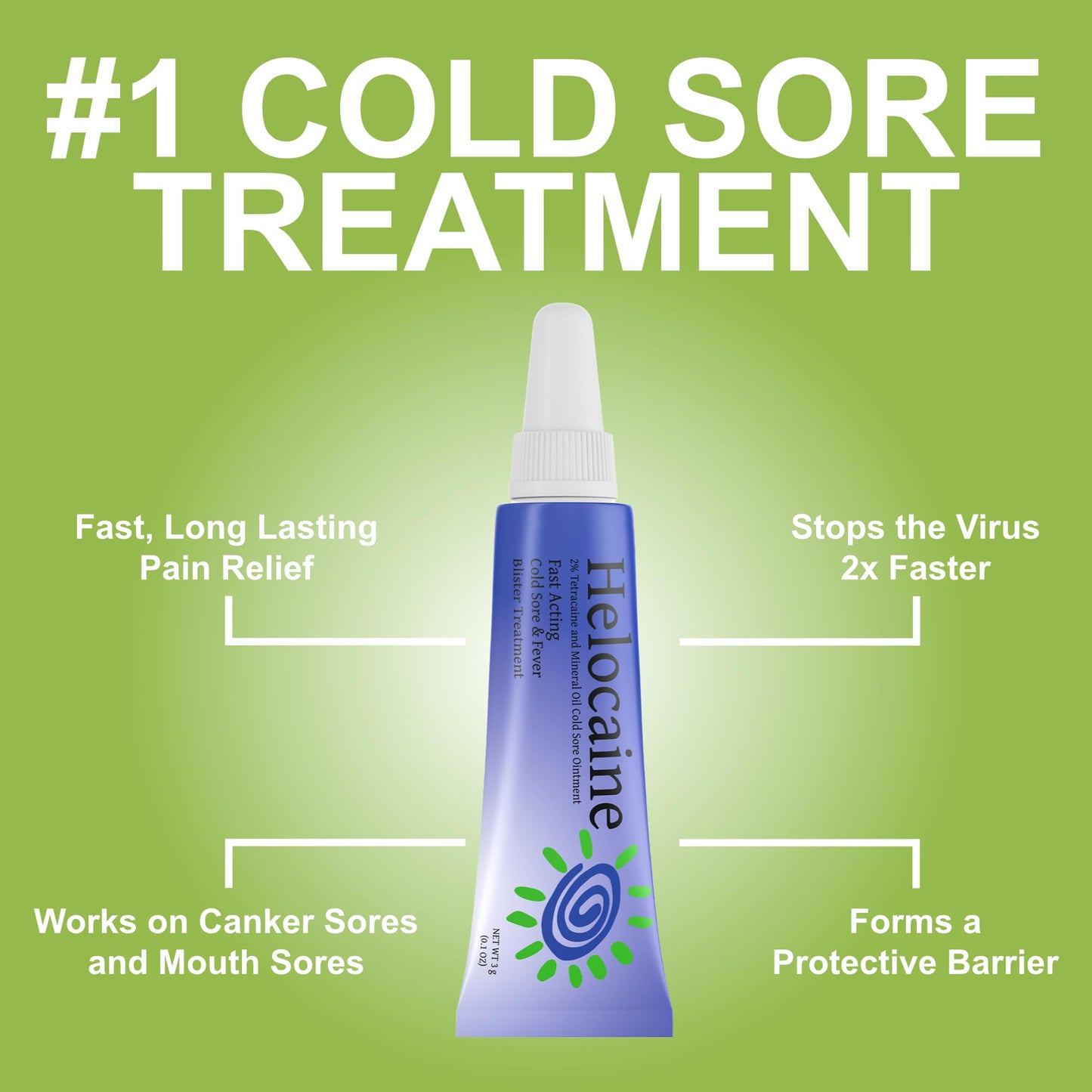Helocaine Fast Acting Cold Sore Treatment – 3g OTC Pain Relief (2 Pack)
