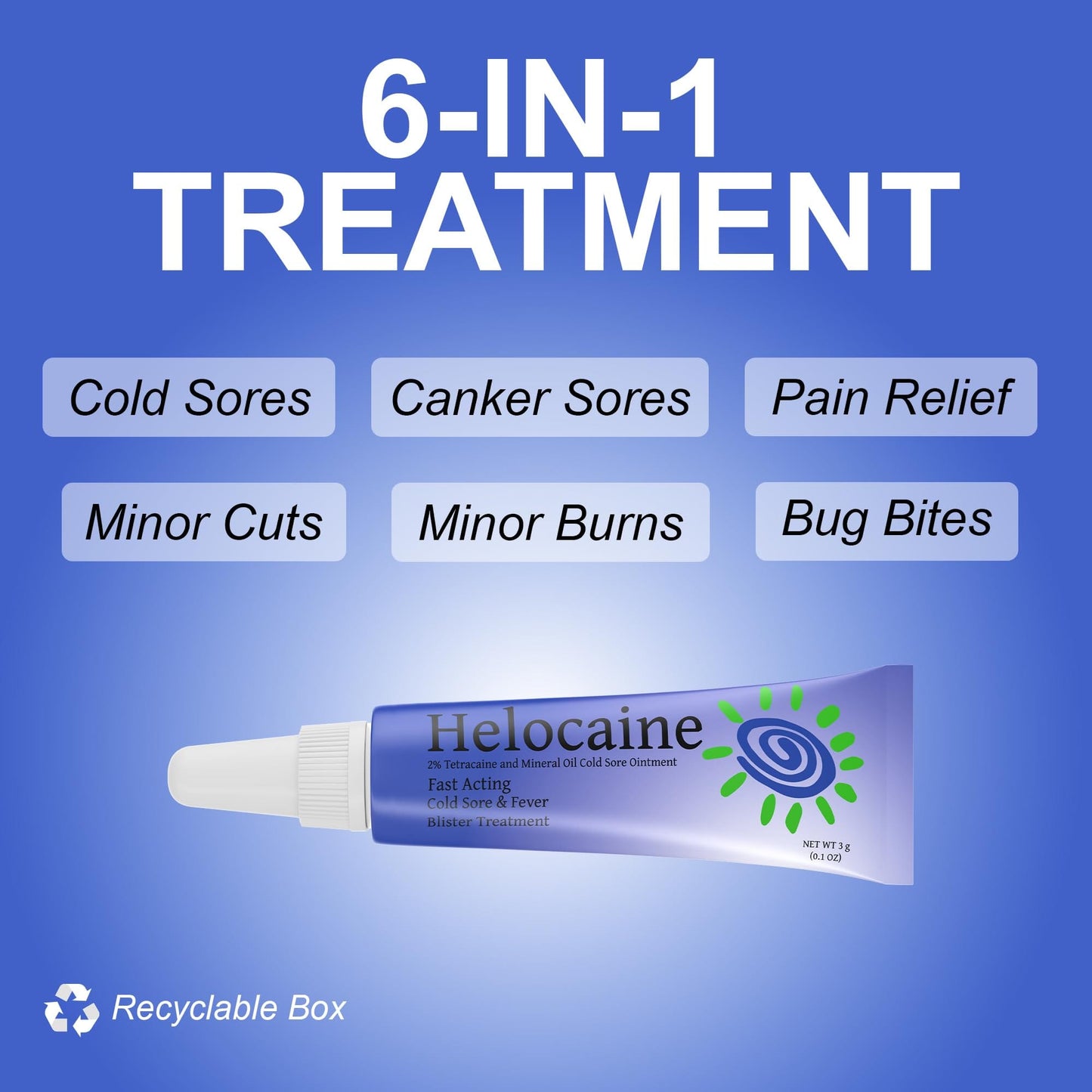 Helocaine Fast Acting Cold Sore Treatment – 3g OTC Pain Relief (2 Pack)