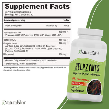 Helpzymes Digestive Enzymes for Digestion, Gut Health & Bloat Relief – 100 Capsules