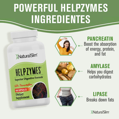 Helpzymes Digestive Enzymes for Digestion, Gut Health & Bloat Relief – 100 Capsules