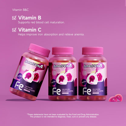 Heme Iron Gummies for Women with Salmon Peptides – Gentle, Sugar-Free for Anemia Support (60 ct)