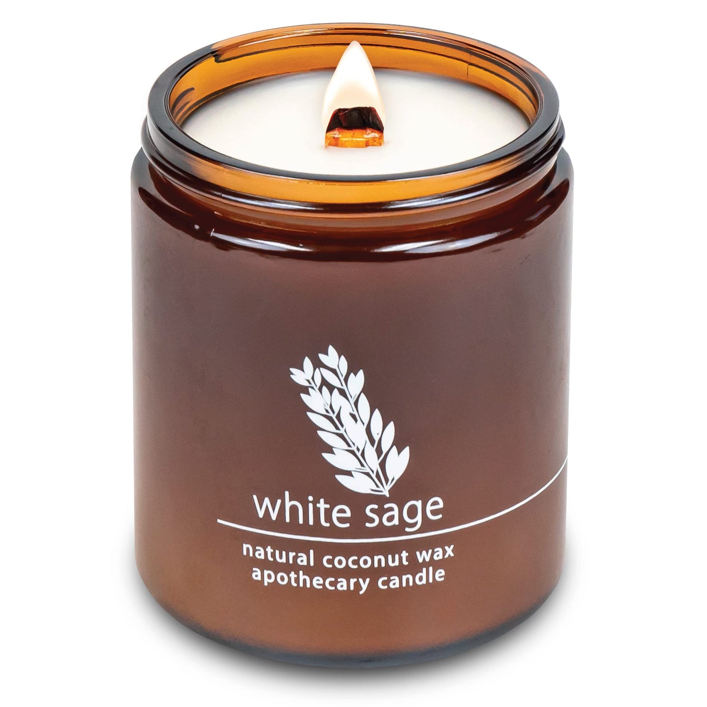 Hemlock Park Crackling Wood Wick Candle - 8oz White Sage | Handcrafted Coconut Wax