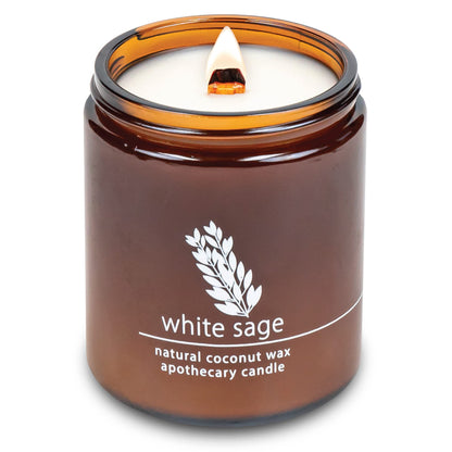Hemlock Park Crackling Wood Wick Candle - 8oz White Sage | Handcrafted Coconut Wax