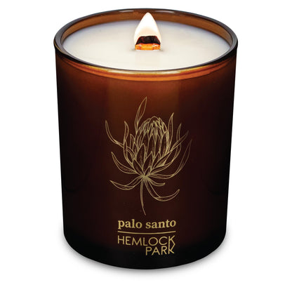 Hemlock Park Amber & Gold Wood Wick Candle – Handcrafted Coconut Wax 7.2 oz