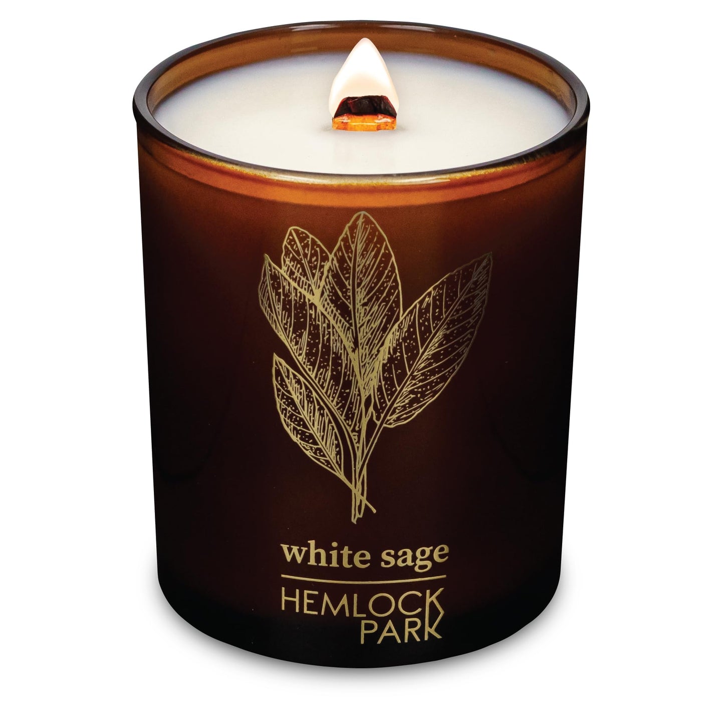 Hemlock Park Amber & Gold Wood Wick Candle – Coconut Wax, 7.2 oz, Sage