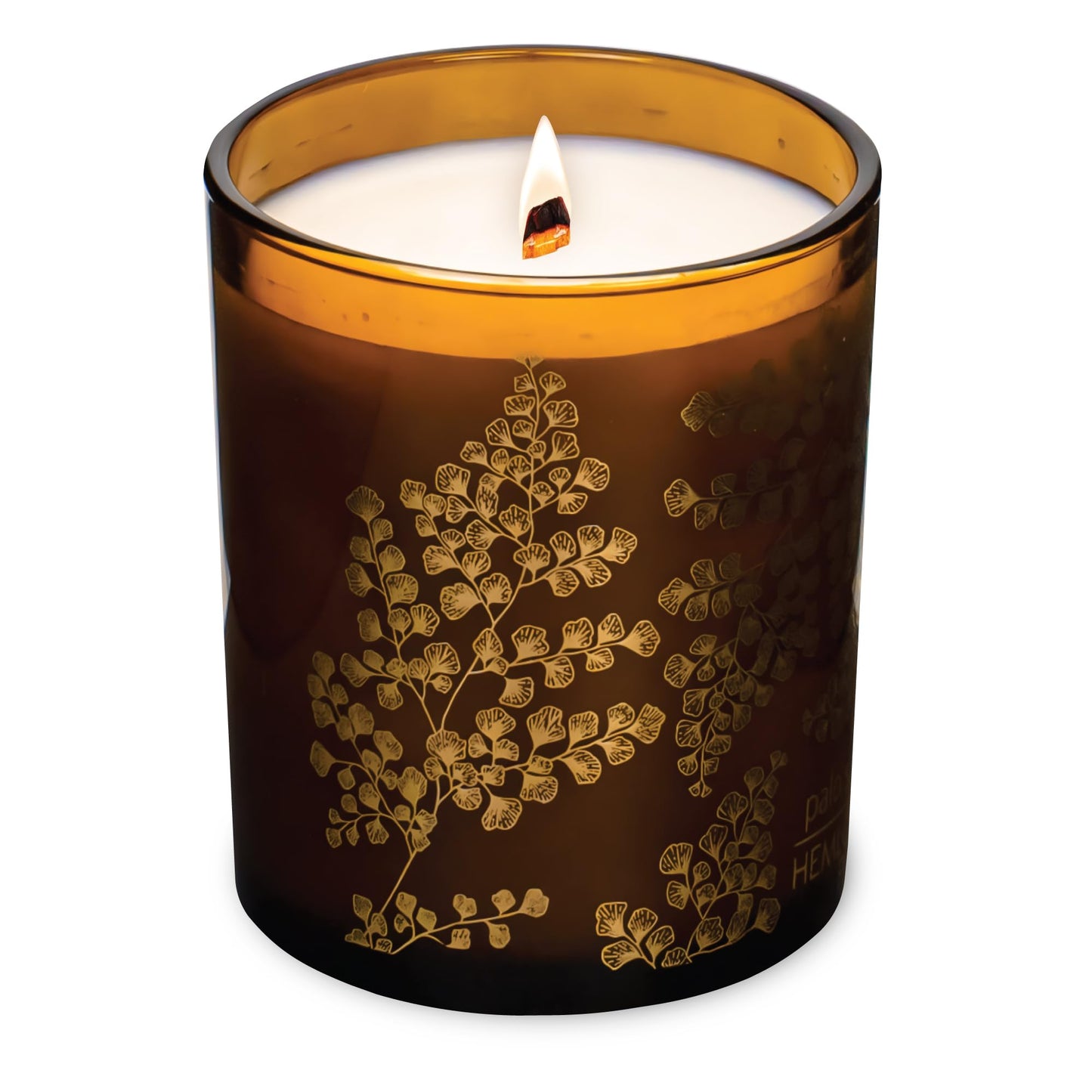 Hemlock Park Amber Gold Leaf Candle – Coconut Wax, Wood Wick, Palo Santo