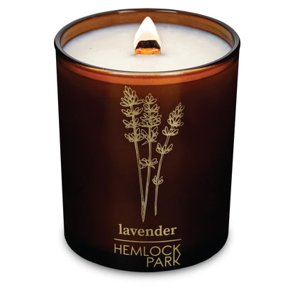 Hemlock Park Amber & Gold Wood Wick Candle – Lavender, 7.2 oz