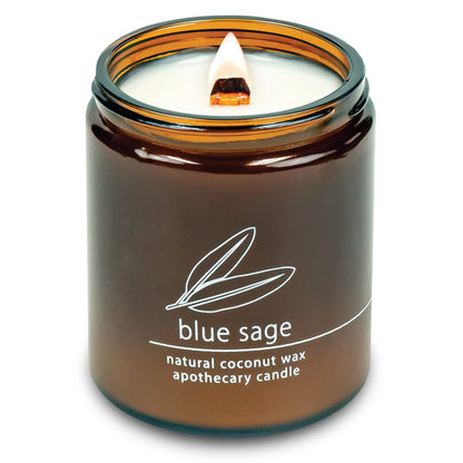Hemlock Park Crackling Wood Wick Candle – Coconut Wax, Blue Sage, 8 oz
