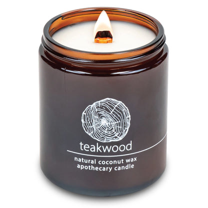 Hemlock Park Crackling Wood Wick Candle – Coconut Wax, Teakwood, 8 oz
