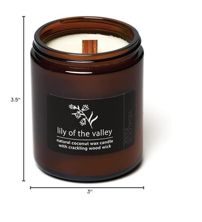 Hemlock Park Crackling Wood Wick Candle - 16 oz Natural Coconut Wax (Lily of The Valley)