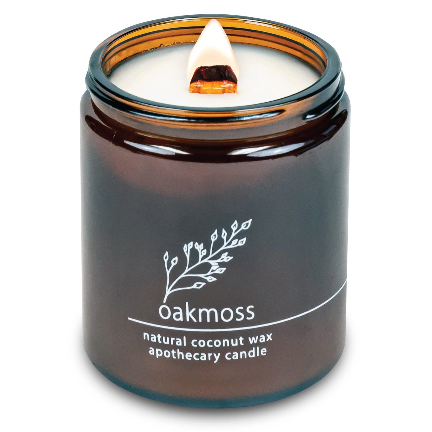 Hemlock Park Crackling Wood Wick Candle – Handcrafted Coconut Wax (8 oz, Oakmoss)