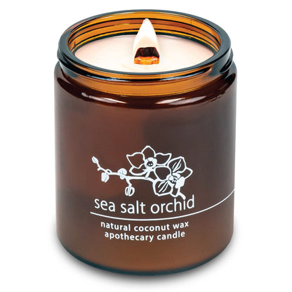 Hemlock Park Crackling Wood Wick Candle - 8 oz | Sea Salt Orchid