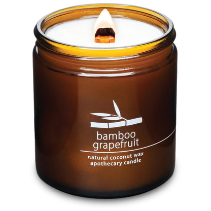 Hemlock Park Crackling Wood Wick Candle - Handcrafted Natural Coconut Wax, 16 oz, Bamboo Grapefruit